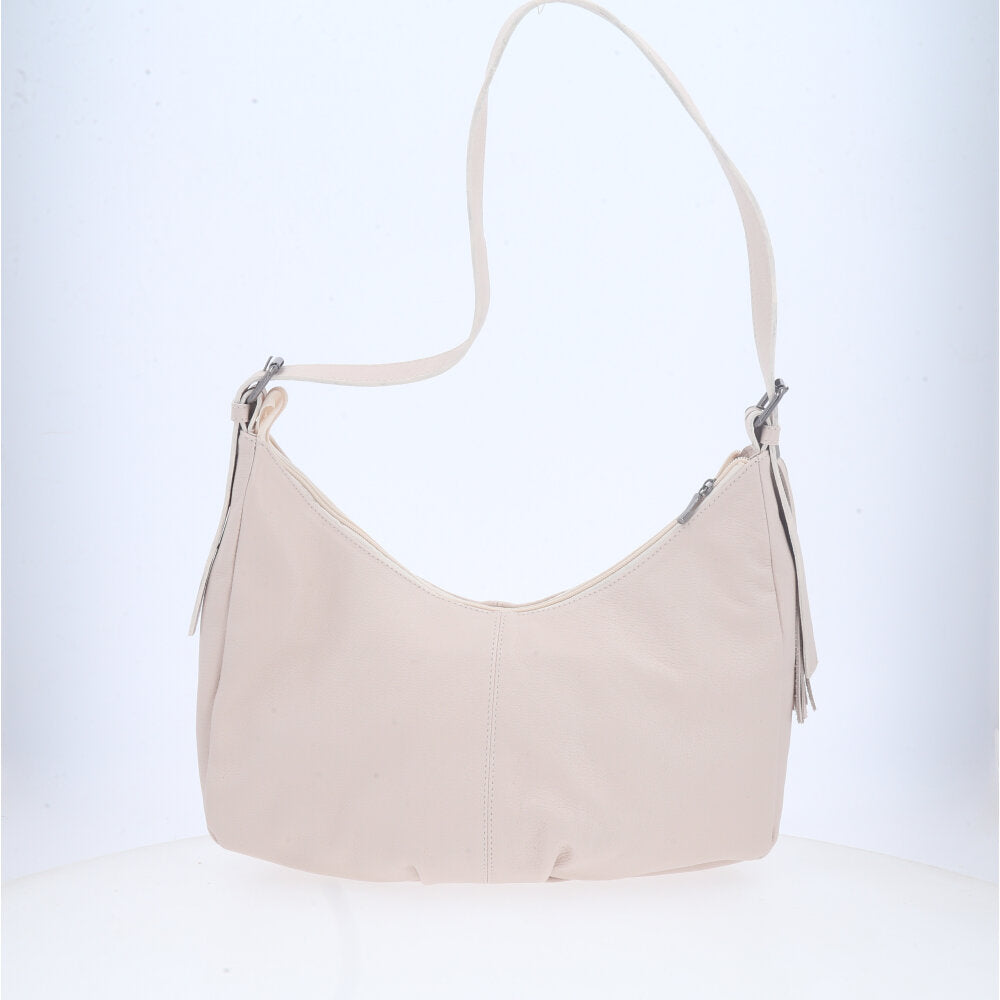 Bolsa Feminina de Couro Legítimo Transversal com Alça Média Marfim
