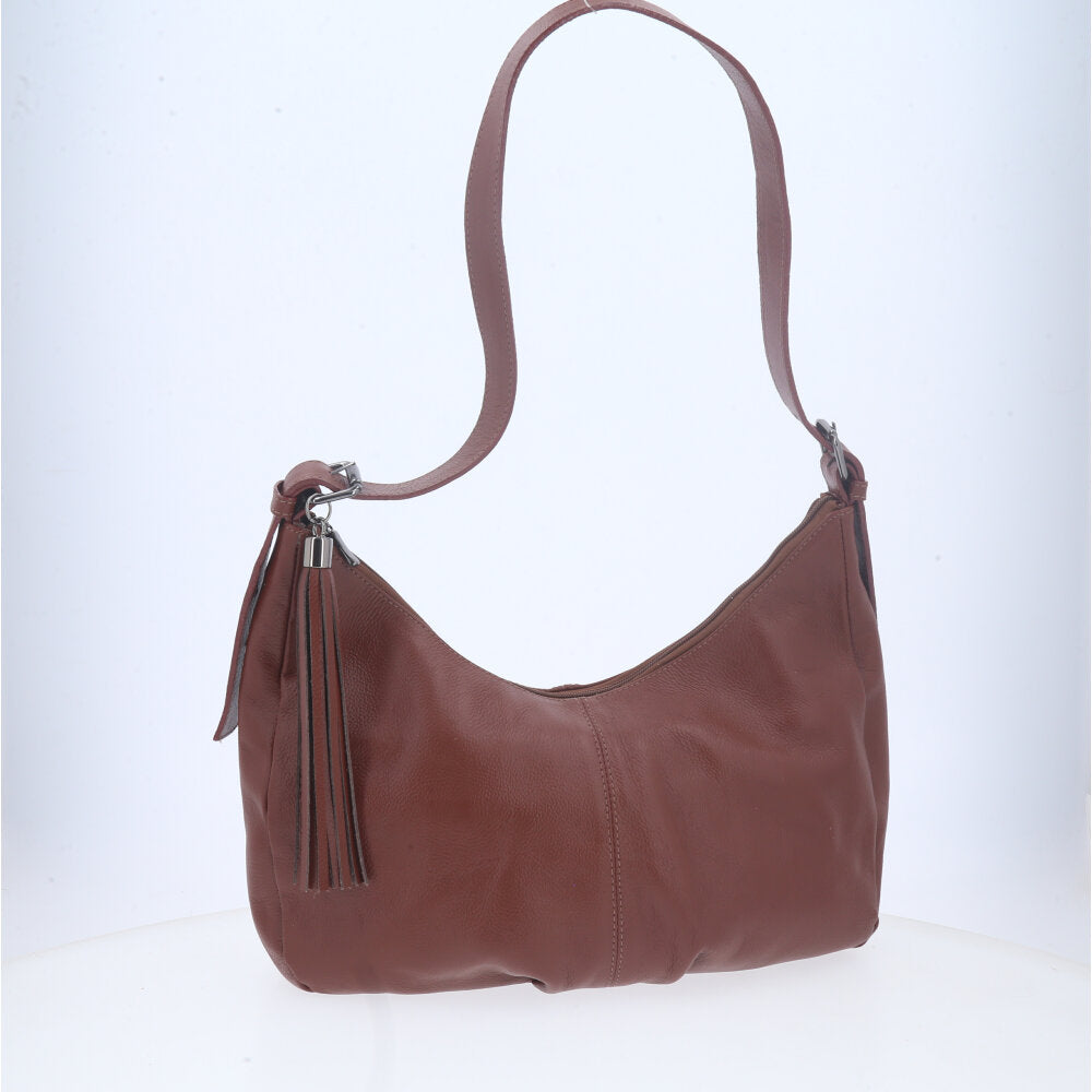 Bolsa Feminina de Couro Legítimo Transversal com Alça Média Marrom