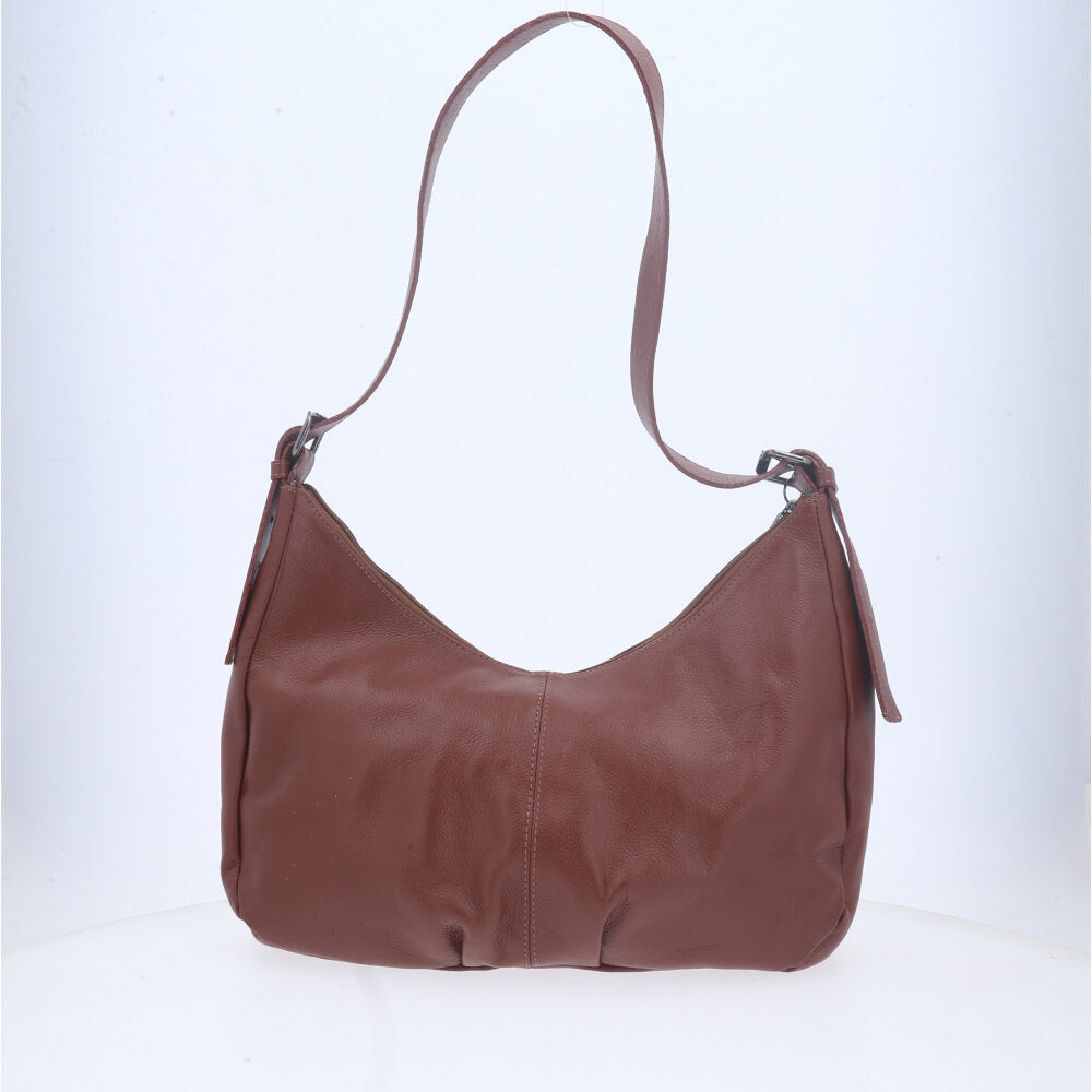 Bolsa Feminina de Couro Legítimo Transversal com Alça Média Marrom
