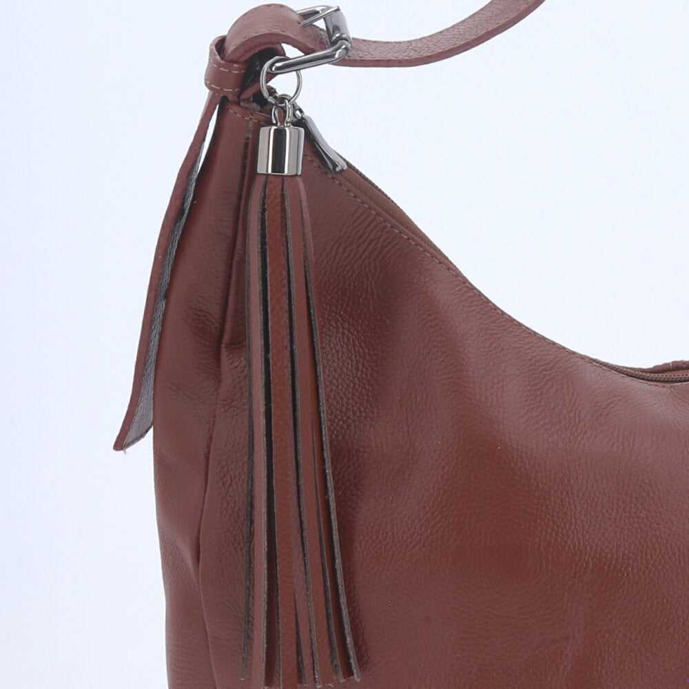 Bolsa Feminina de Couro Legítimo Transversal com Alça Média Marrom