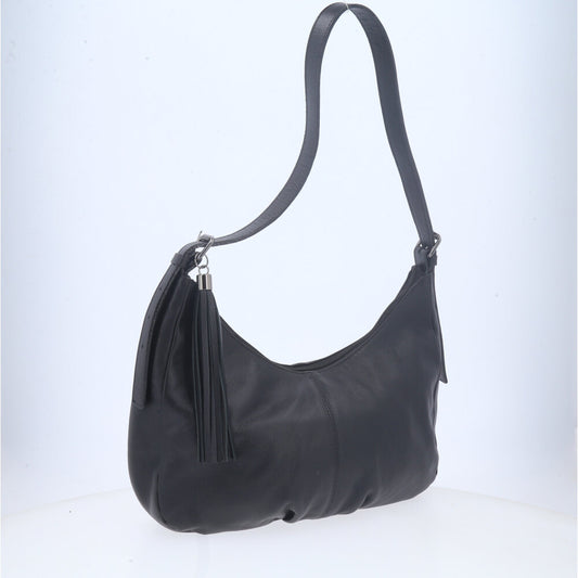 Bolsa Feminina de Couro Legítimo Transversal com Alça Média Preto