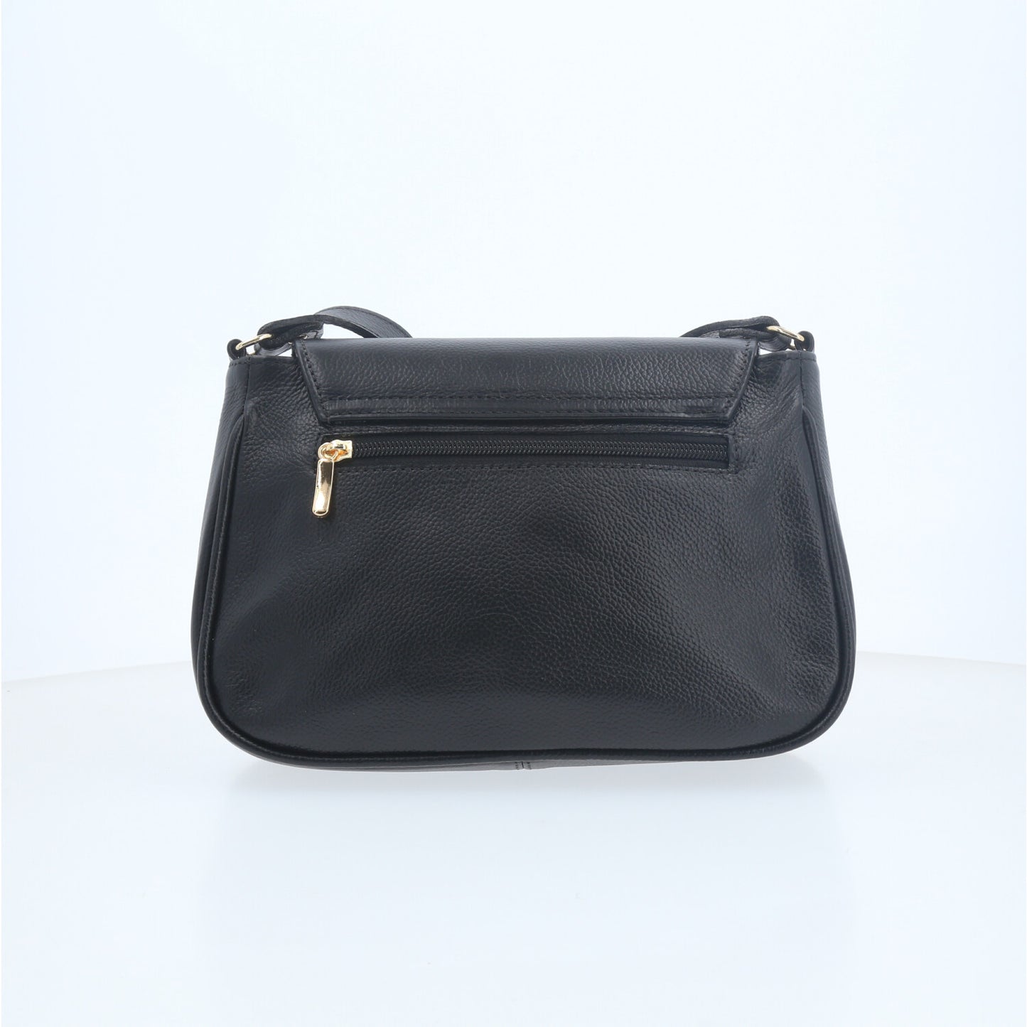 Bolsa Tiracolo em Couro com Alça Ajustável em Fivela Preto