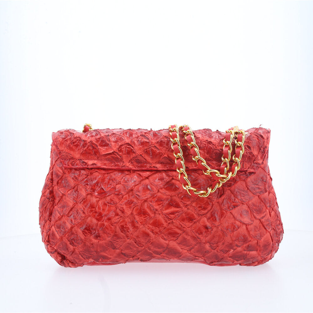 Bolsa de Couro Pirarucu Adele Bauarte Vermelho