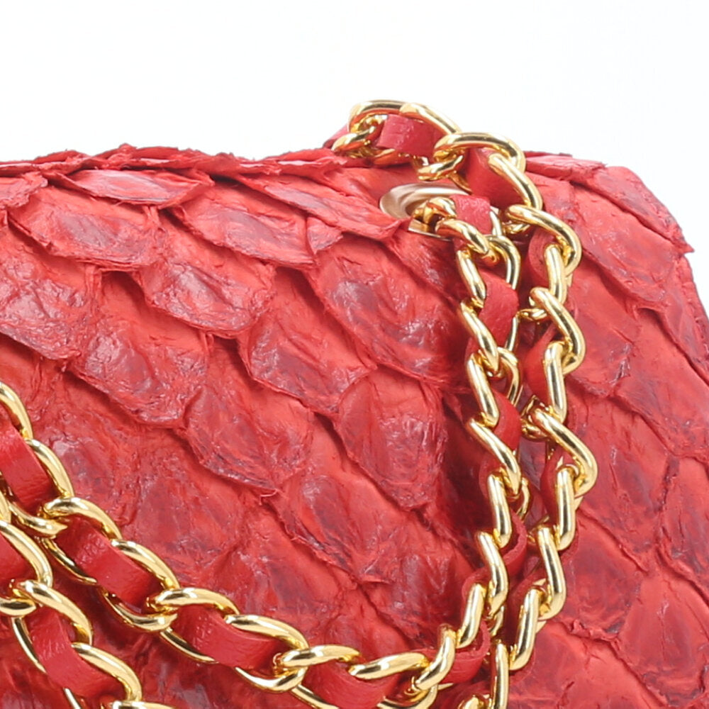 Bolsa de Couro Pirarucu Adele Bauarte Vermelho