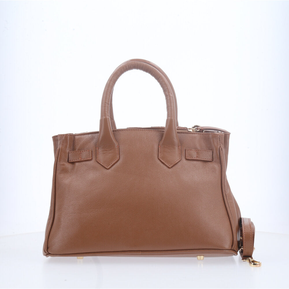 Bolsa de Ombro Pirarucu com Metal Ouro Caramelo