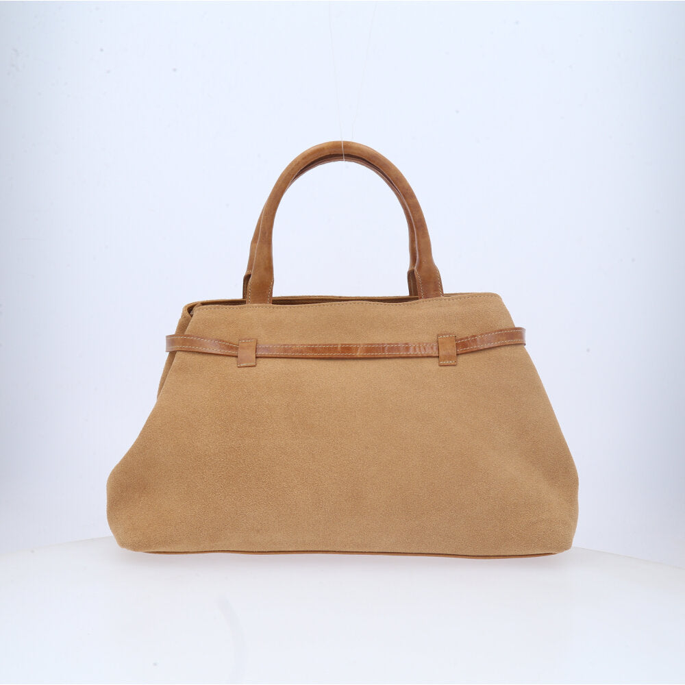 Bolsa Feminina Shoulder Bag em Couro Camurça Bauarte Bege escuro