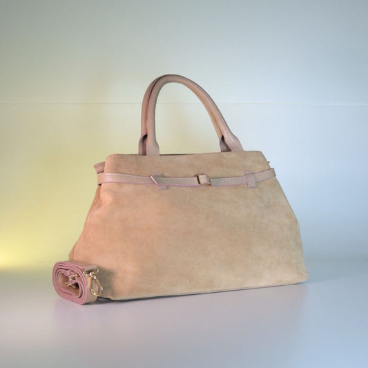 Bolsa Feminina Shoulder Bag em Couro Camurça Bauarte Caqui