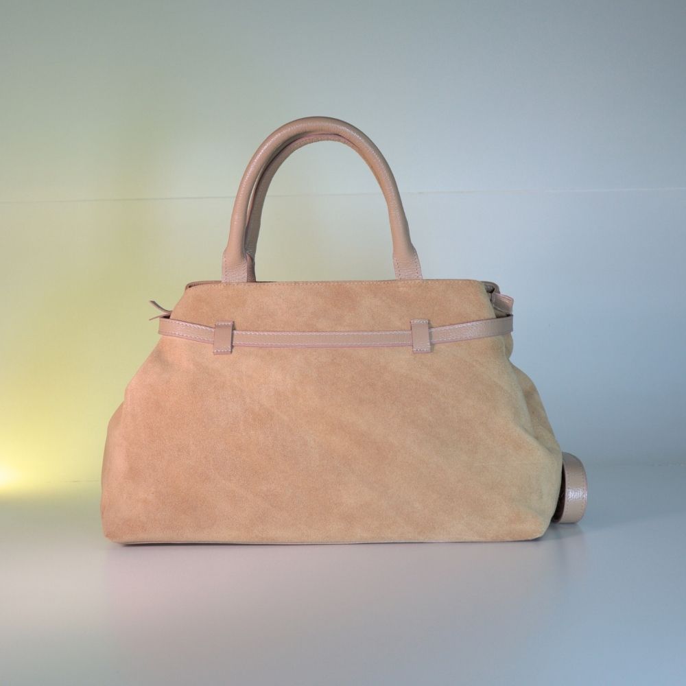 Bolsa Feminina Shoulder Bag em Couro Camurça Bauarte Caqui