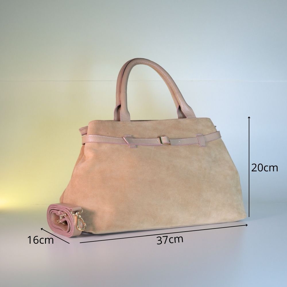 Bolsa Feminina Shoulder Bag em Couro Camurça Bauarte Caqui