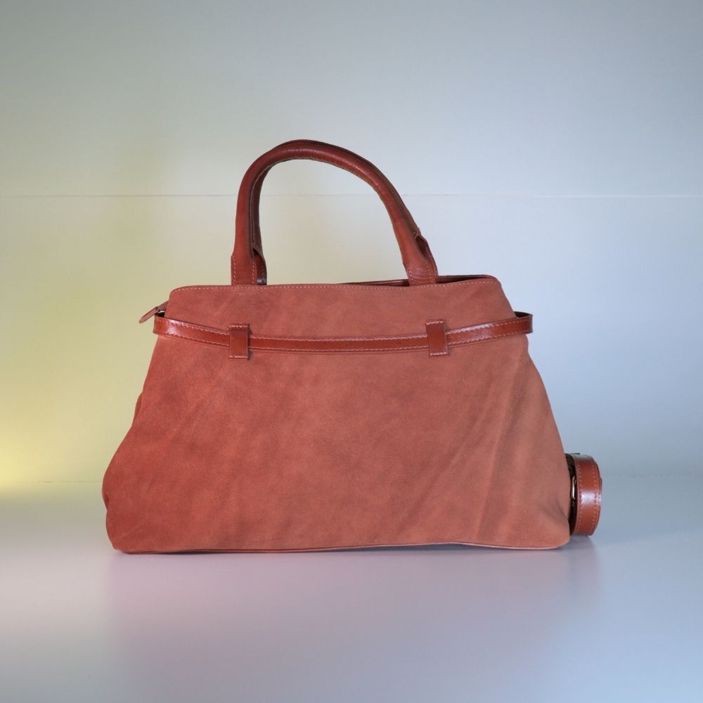Bolsa Feminina Shoulder Bag em Couro Camurça Bauarte Marrom
