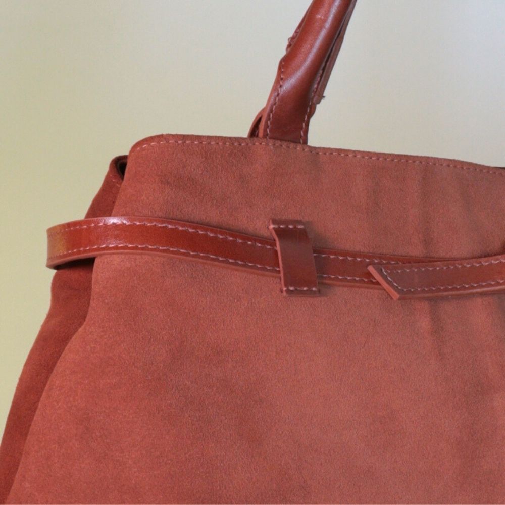 Bolsa Feminina Shoulder Bag em Couro Camurça Bauarte Marrom