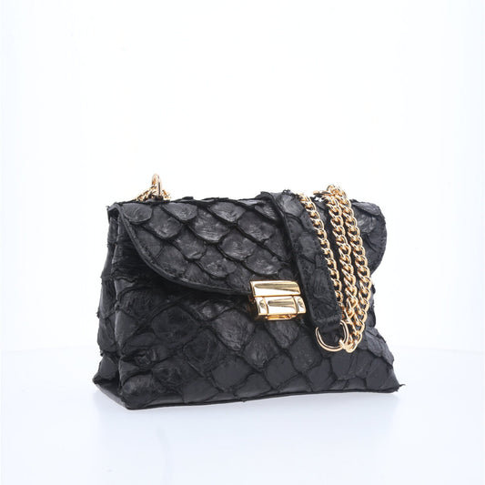 Bolsa de Couro Pirarucu Preto