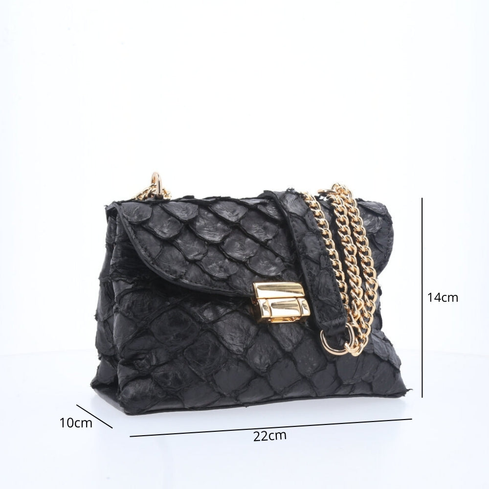 Bolsa de Couro Pirarucu Preto