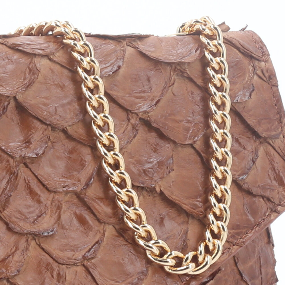 Bolsa de Couro Pirarucu Estruturada Caramelo