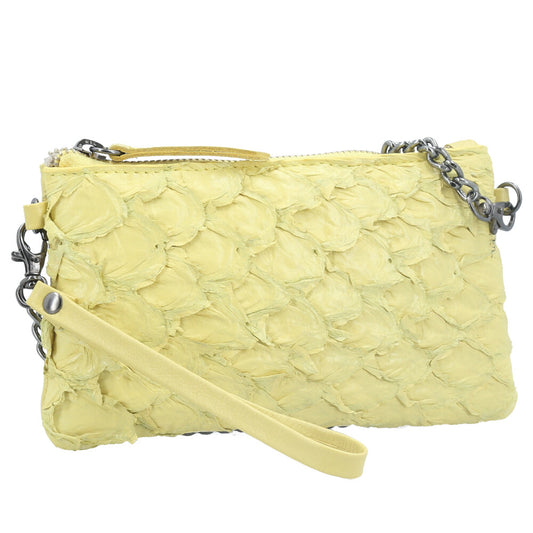 Bolsa Pequena em Couro Legítimo de Pirarucu Amarelo