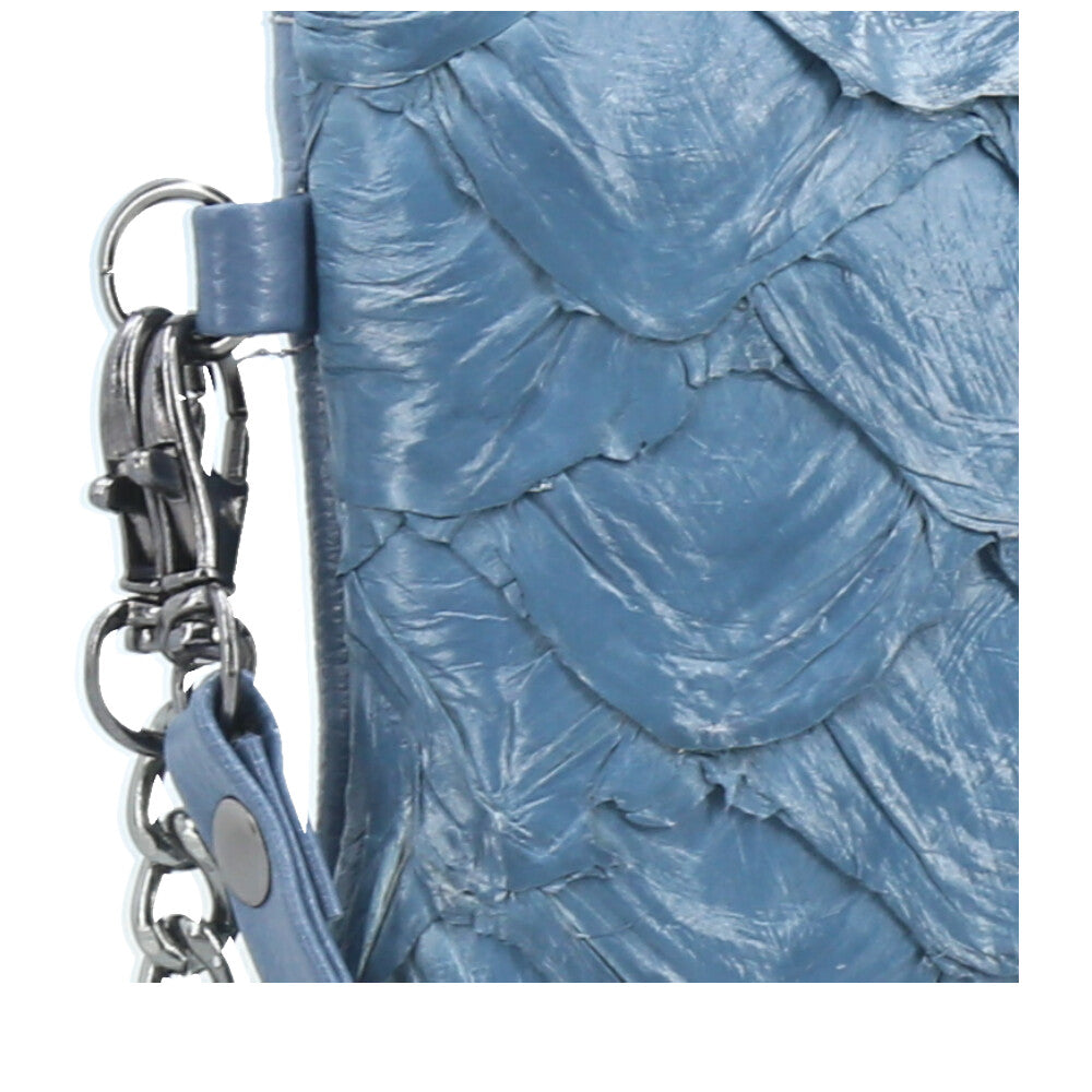 Bolsa Pequena em Couro Legítimo de Pirarucu Azul