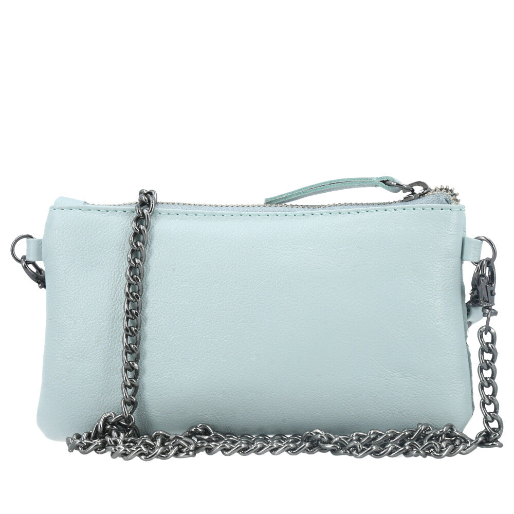 Bolsa Pequena em Couro Legítimo de Pirarucu Azul claro