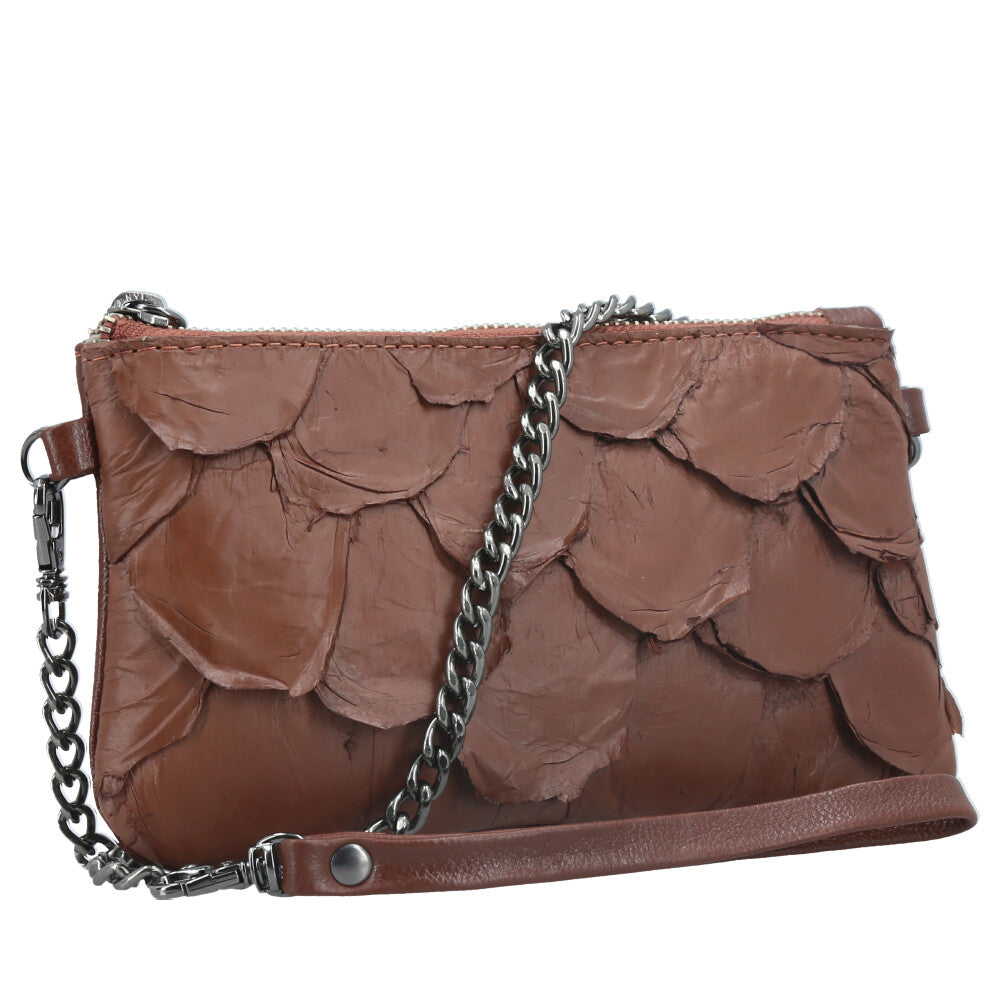 Bolsa Pequena em Couro Legítimo de Pirarucu Marrom