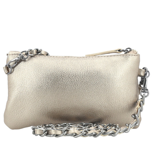 Bolsa Pequena em Couro Legítimo de Pirarucu Prata velha