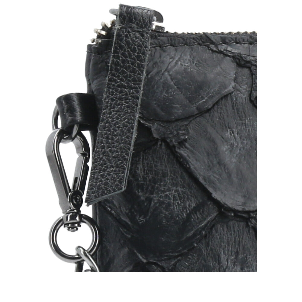 Bolsa Pequena em Couro Legítimo de Pirarucu Preto