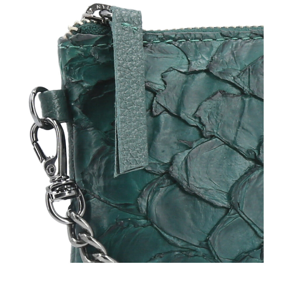 Bolsa Pequena em Couro Legítimo de Pirarucu Verde