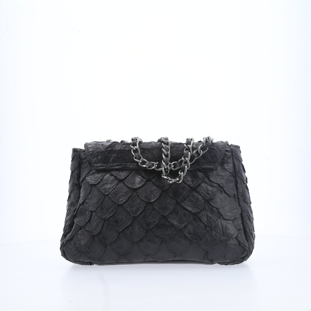 Bolsa de Couro sem Fecho Pirarucu Preto