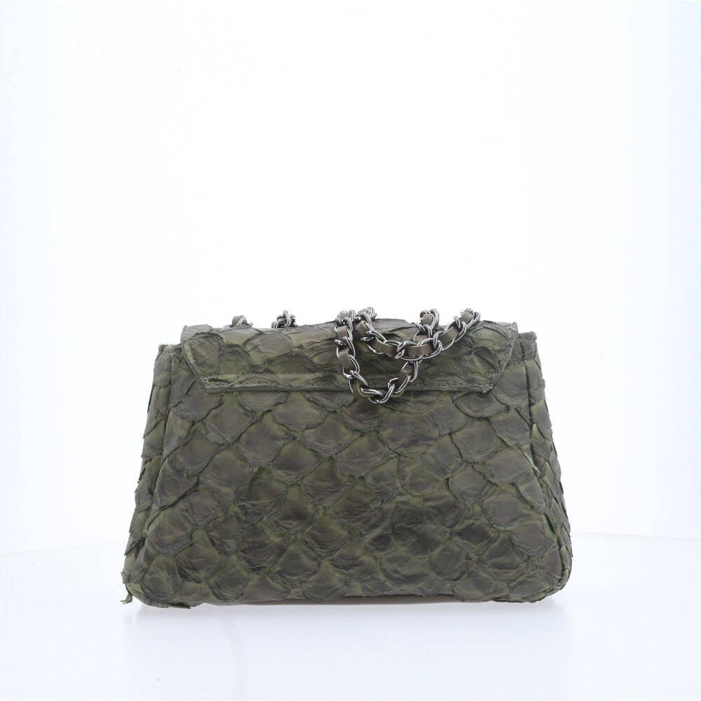 Bolsa de Couro sem Fecho Pirarucu Verde
