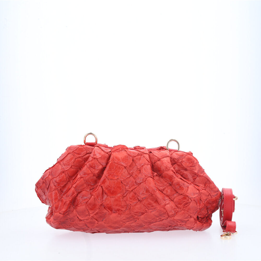 Bolsa Nuvem de Couro Pirarucu Vermelho