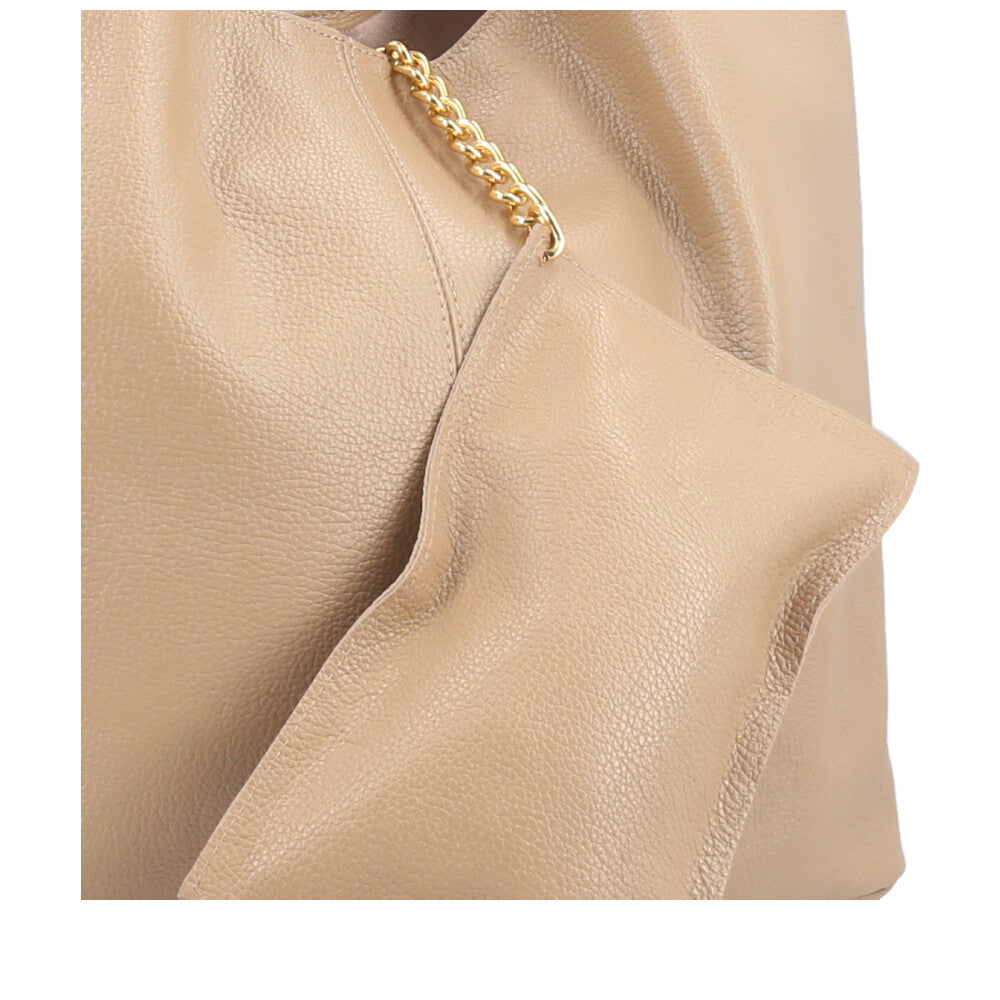 Bolsa Hobo Feminina em Couro com Carteira Bege