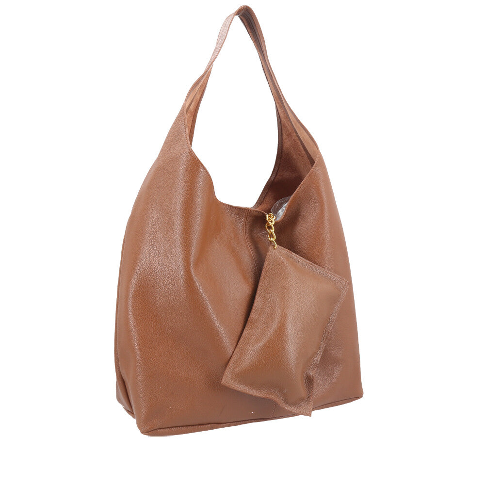 Bolsa Hobo Feminina em Couro com Carteira Caramelo