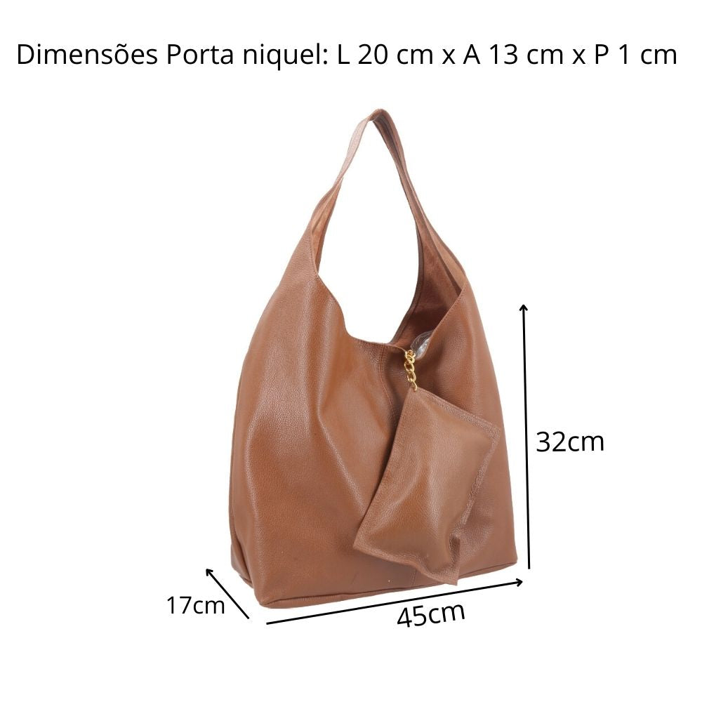 Bolsa Hobo Feminina em Couro com Carteira Caramelo