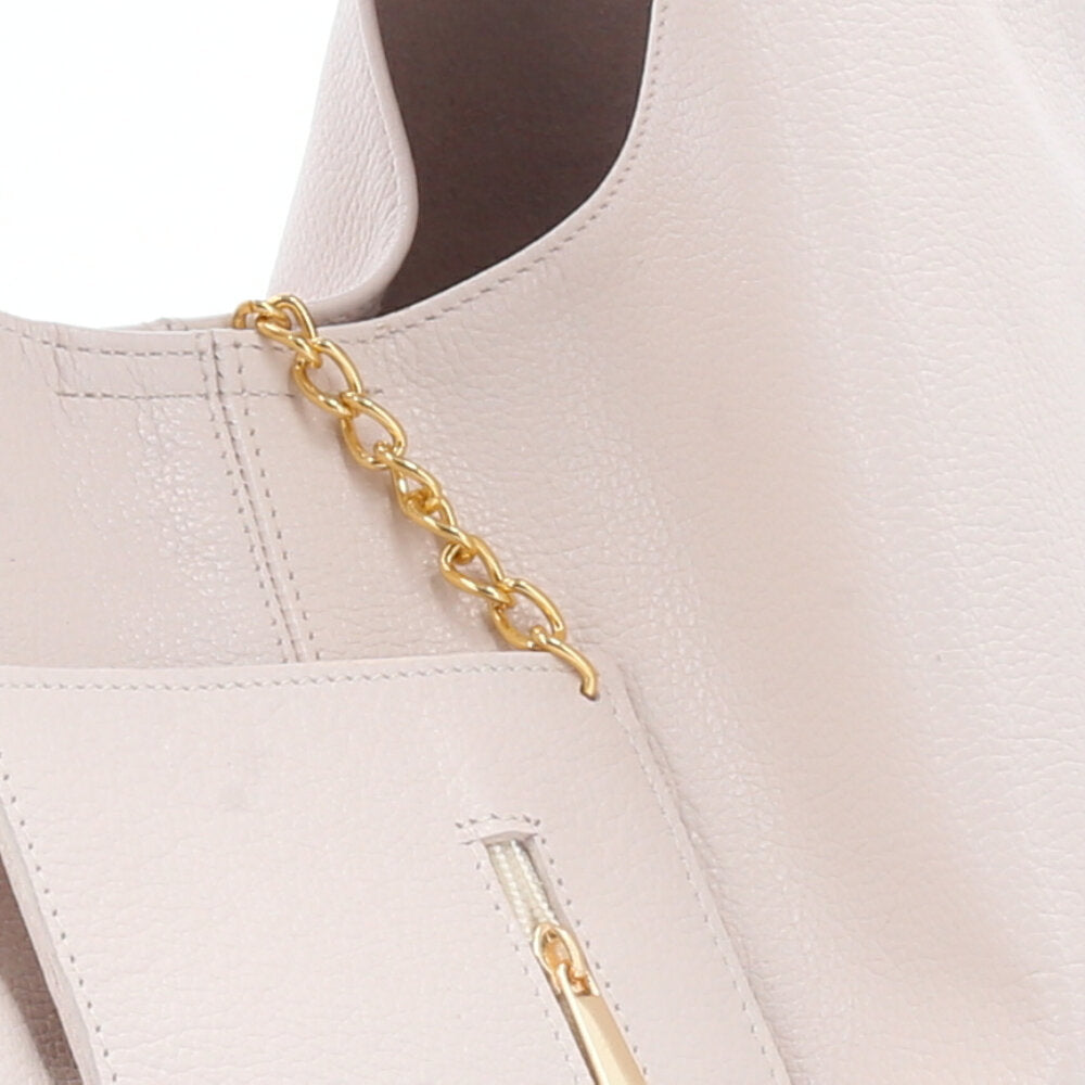 Bolsa Hobo Feminina em Couro com Carteira Marfim