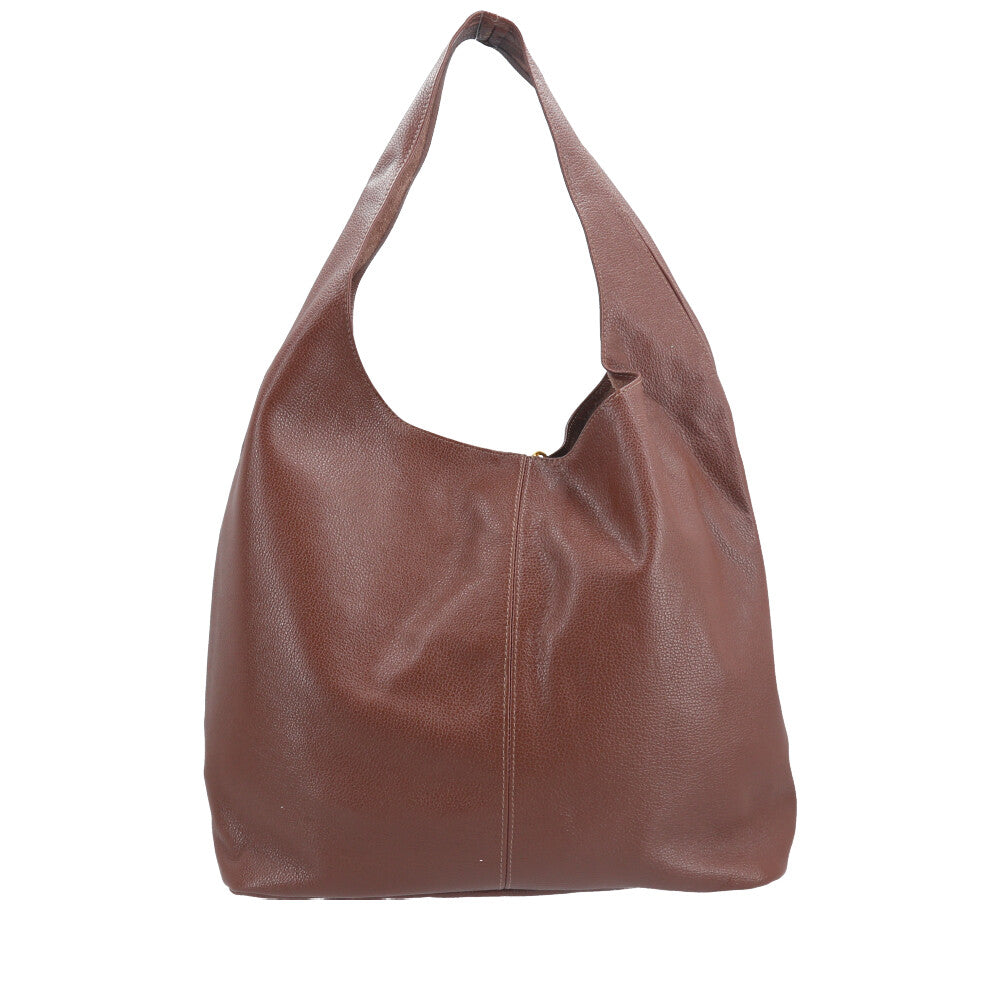 Bolsa Hobo Feminina em Couro com Carteira Marrom