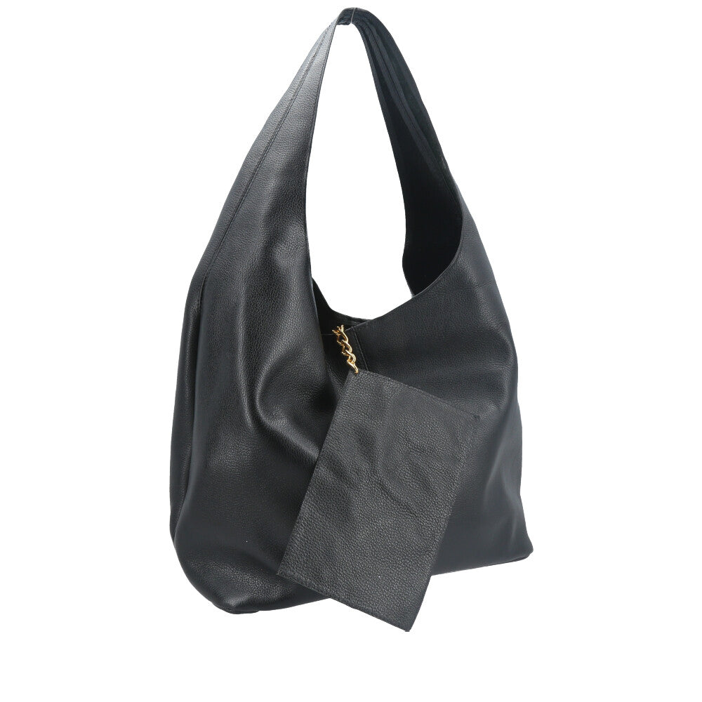 Bolsa Hobo Feminina em Couro com Carteira Preto