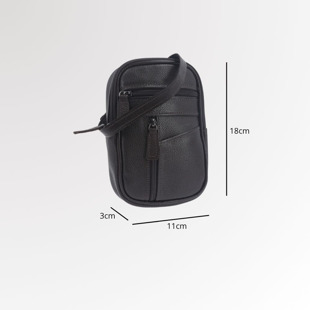 Bolsa Shoulder Bag Masculina em Couro Legítimo  Marrom