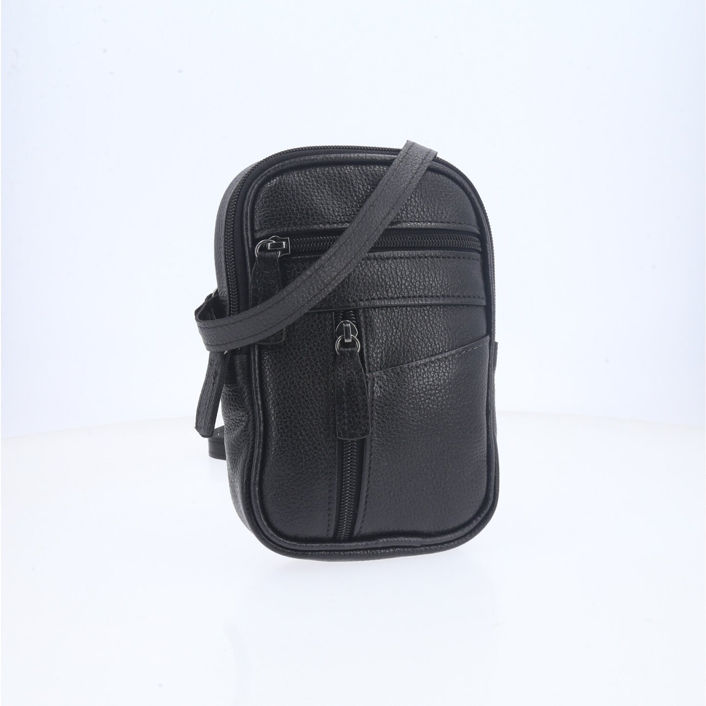 Bolsa Shoulder Bag Masculina em Couro Legítimo  Preto