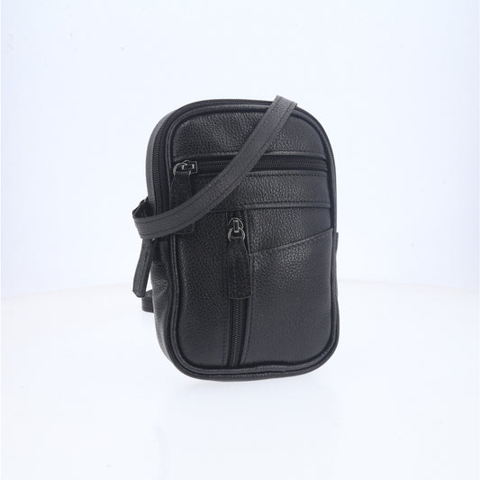 Bolsa Shoulder Bag Masculina em Couro Legítimo  Preto