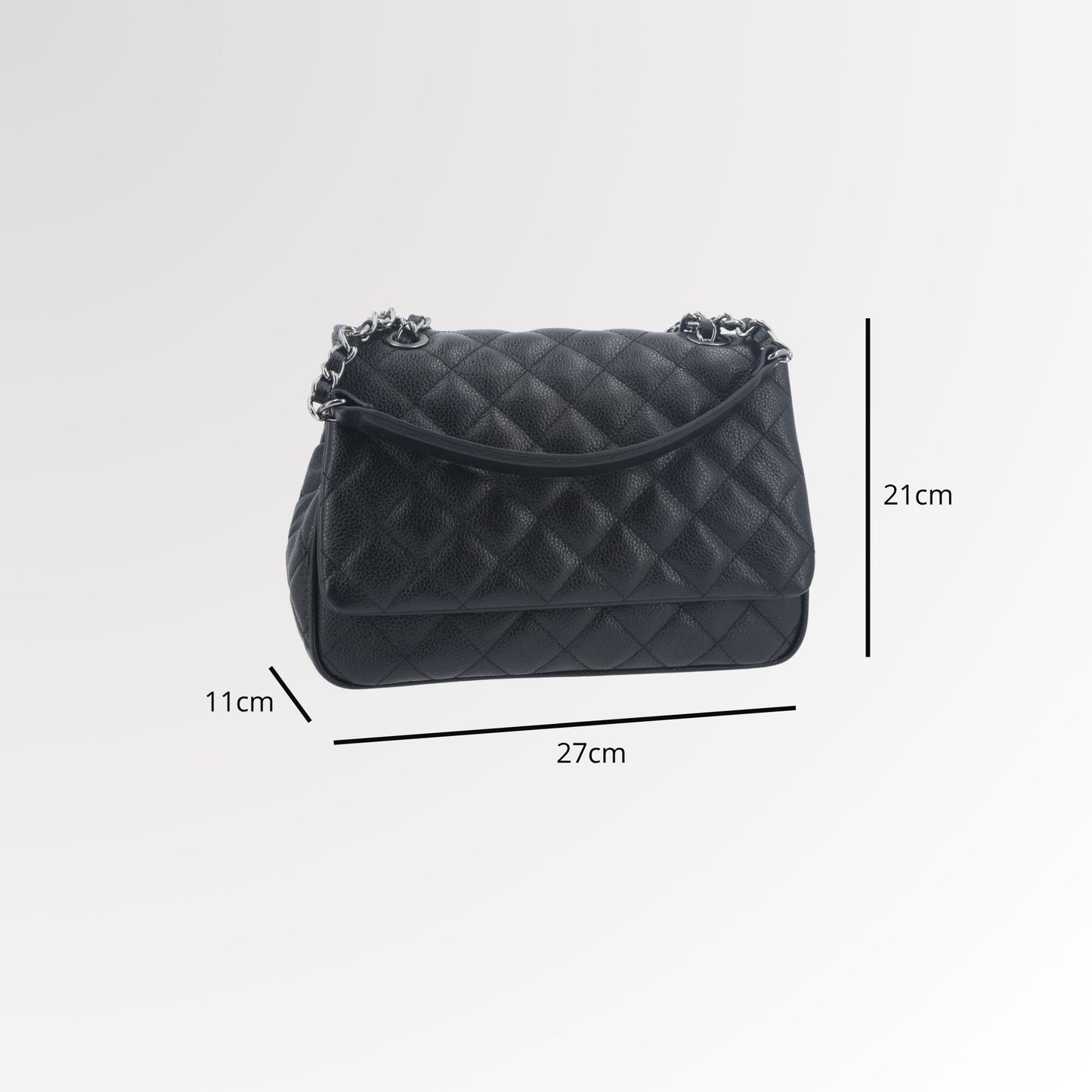 Bolsa de Couro em Design Matelassê com Alça de Corrente Preto