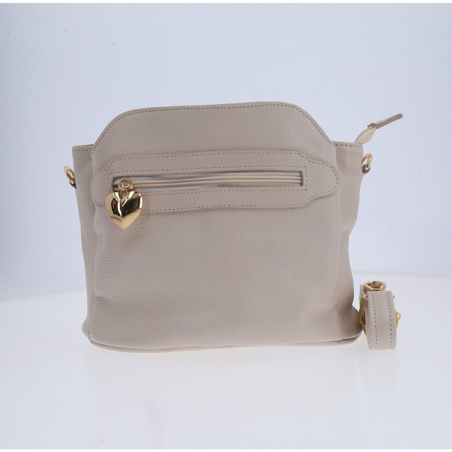 Bolsa Hobo em Couro com Alça Dupla Removível Marfim