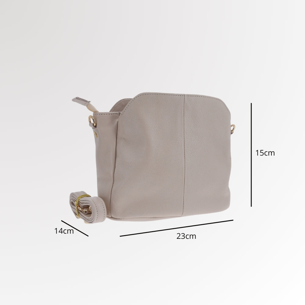 Bolsa Hobo em Couro com Alça Dupla Removível Marfim