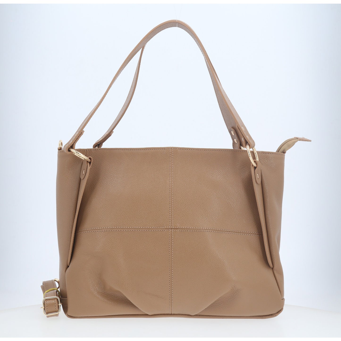 Bolsa de Ombro em Couro com Design Clássico Bege escuro