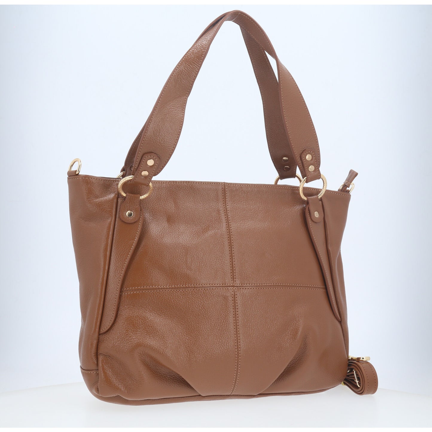 Bolsa de Ombro em Couro com Design Clássico Caramelo