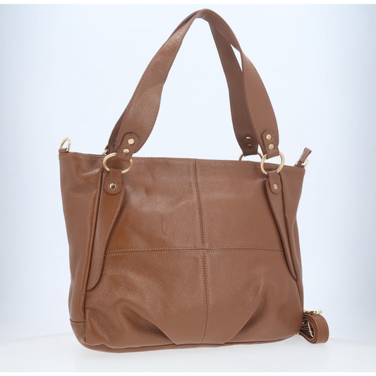 Bolsa de Ombro em Couro com Design Clássico Caramelo