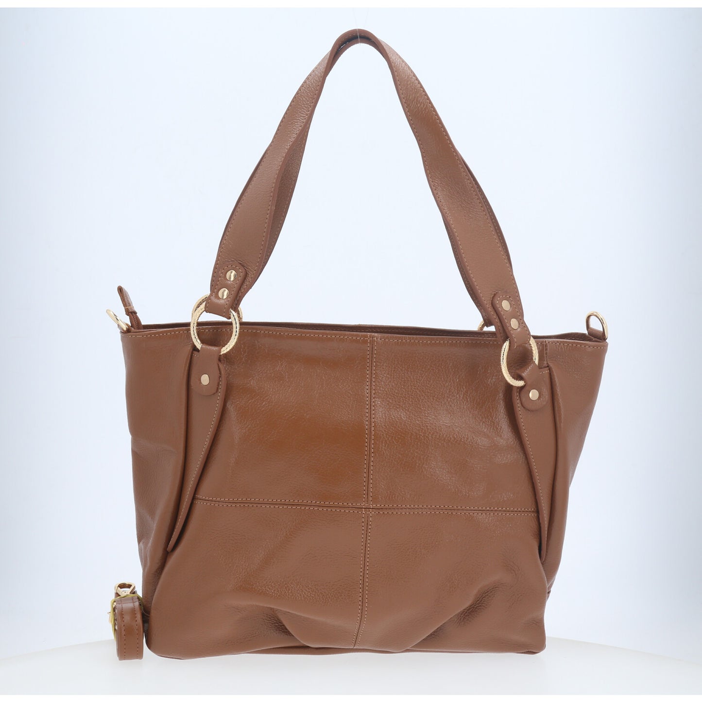 Bolsa de Ombro em Couro com Design Clássico Caramelo