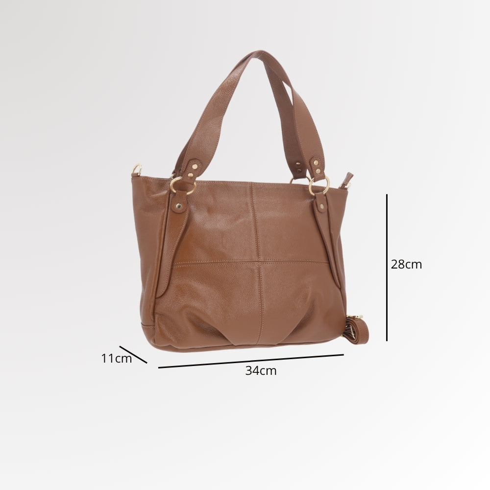 Bolsa de Ombro em Couro com Design Clássico Caramelo