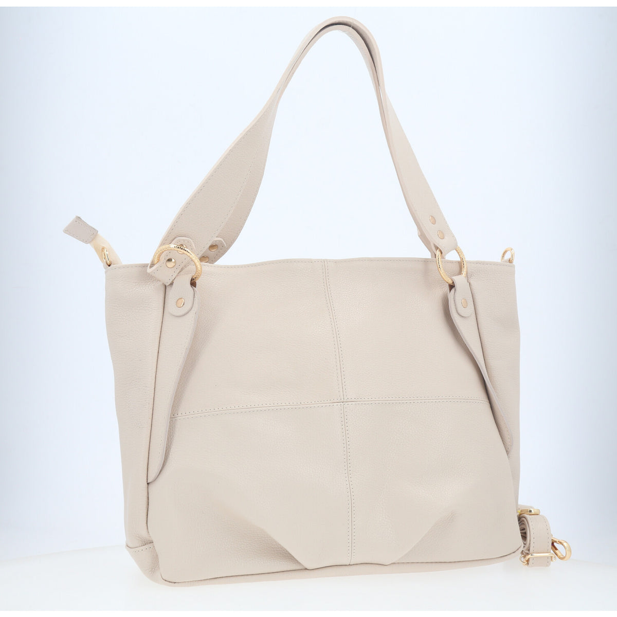 Bolsa de Ombro em Couro com Design Clássico Marfim