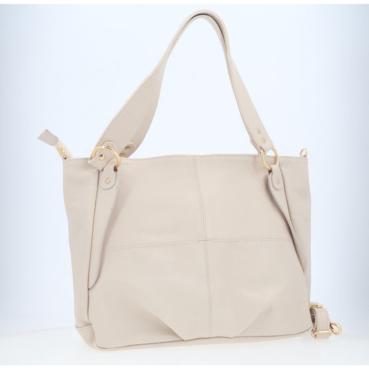Bolsa de Ombro em Couro com Design Clássico Marfim