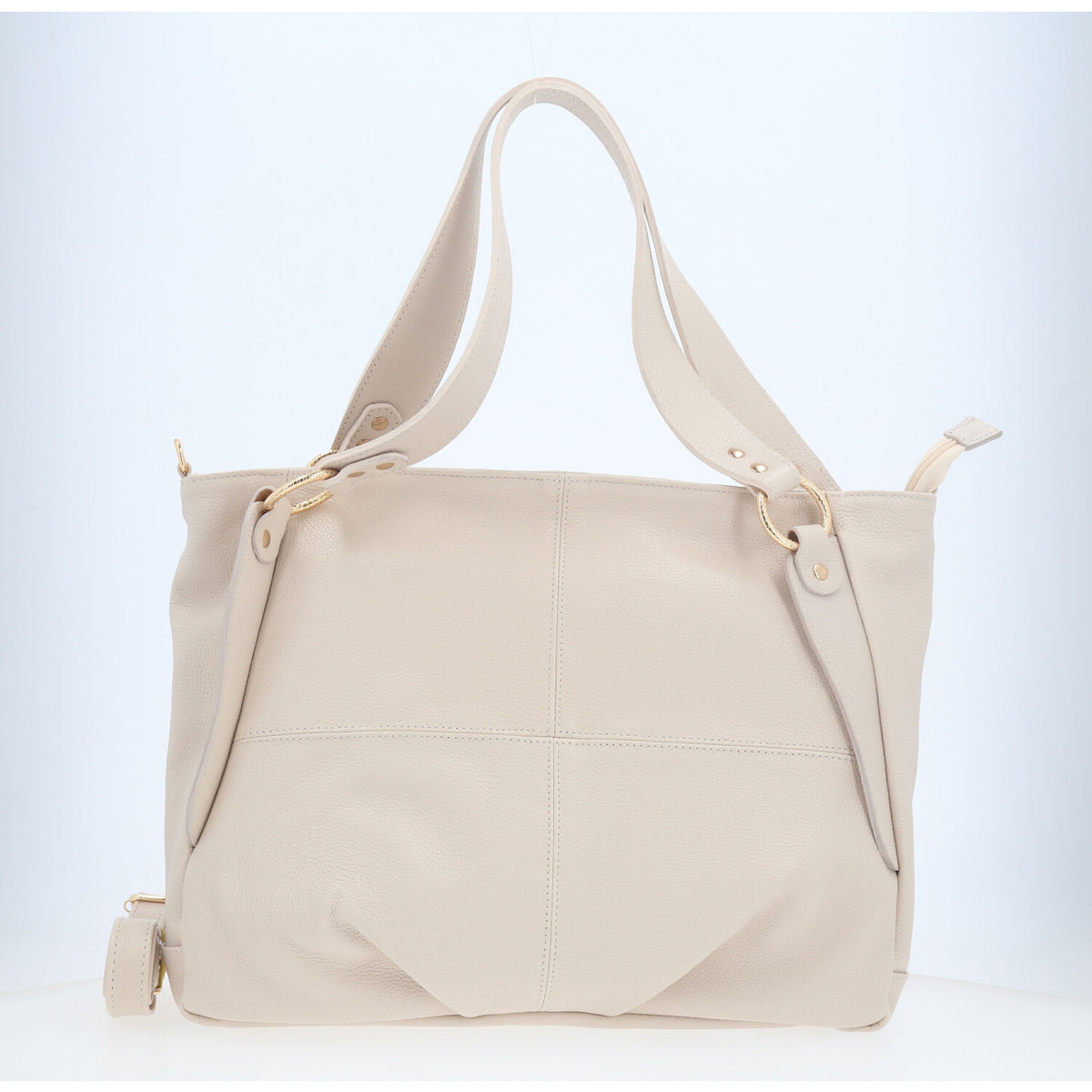 Bolsa de Ombro em Couro com Design Clássico Marfim