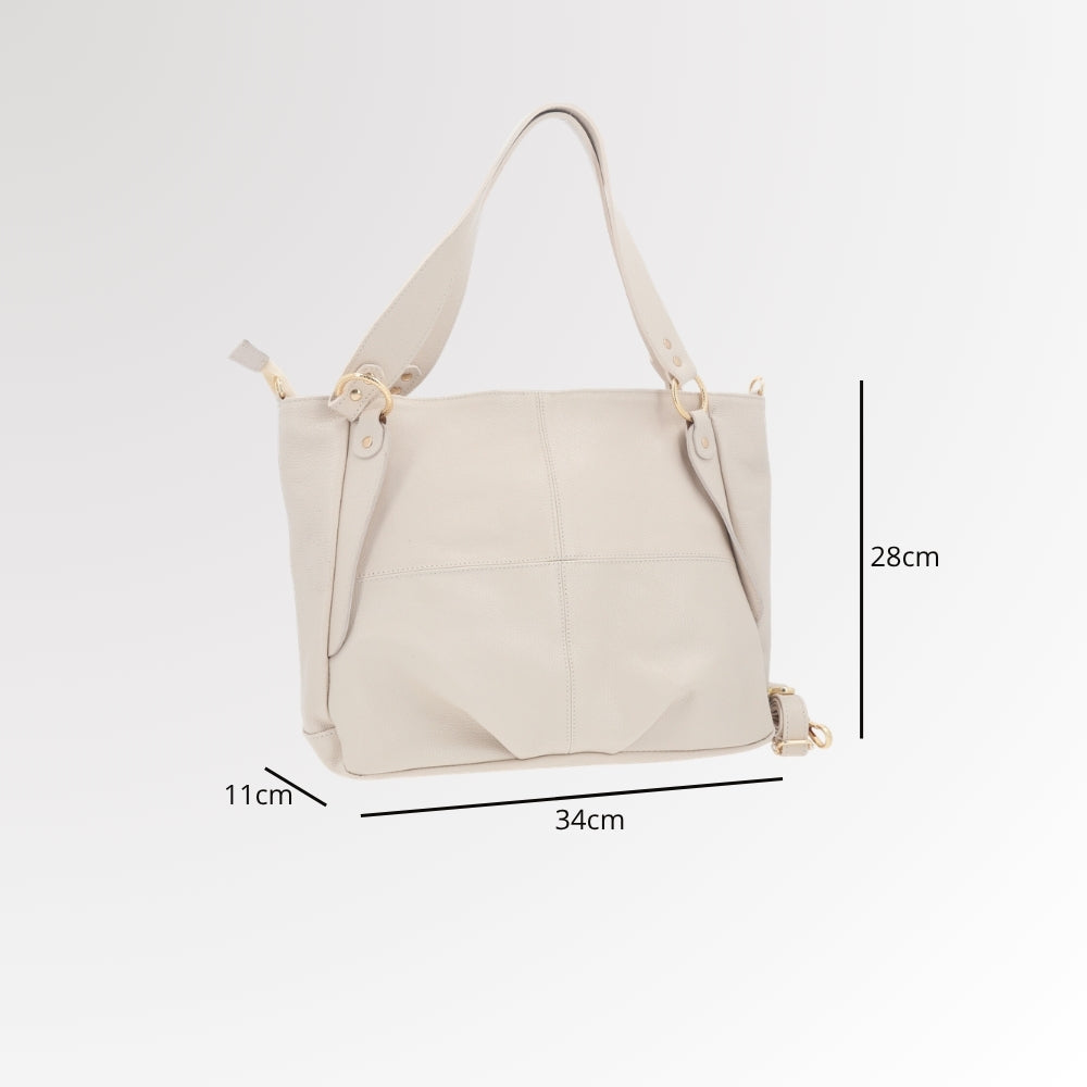Bolsa de Ombro em Couro com Design Clássico Marfim
