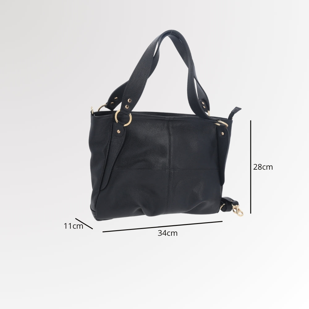 Bolsa de Ombro em Couro com Design Clássico Preto